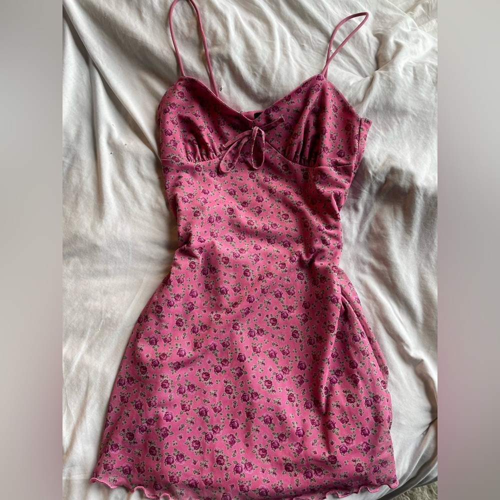 URBAN OUTFITTERS pink floral coquette sun dress